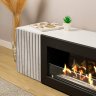 Тумба под ТВ с биокамином SteelHeat LIVORNO IMPULSE 140 см (корпус белый / фасады серый бетон) фото 4