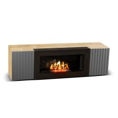 Тумба под ТВ с биокамином SteelHeat IMOLA IMPULSE 140 см (корпус дуб Сонома / фасады Гротто гранит)