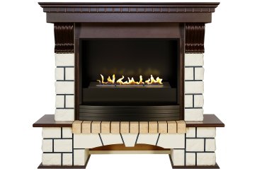 Биокамин в портале Firezo Pierre Luxe Темный дуб Белый, стандарт