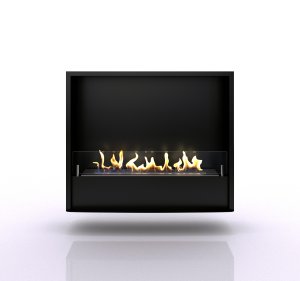 Биокамин в портале Firezo Glasgow Темный дуб белый камень, стандарт