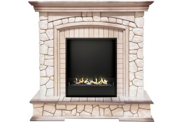 Биокамин в портале Firezo Preston Белый слоновая кость с патиной, стандарт